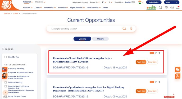Bank of Baroda LBO Recruitment 2026 Online Apply